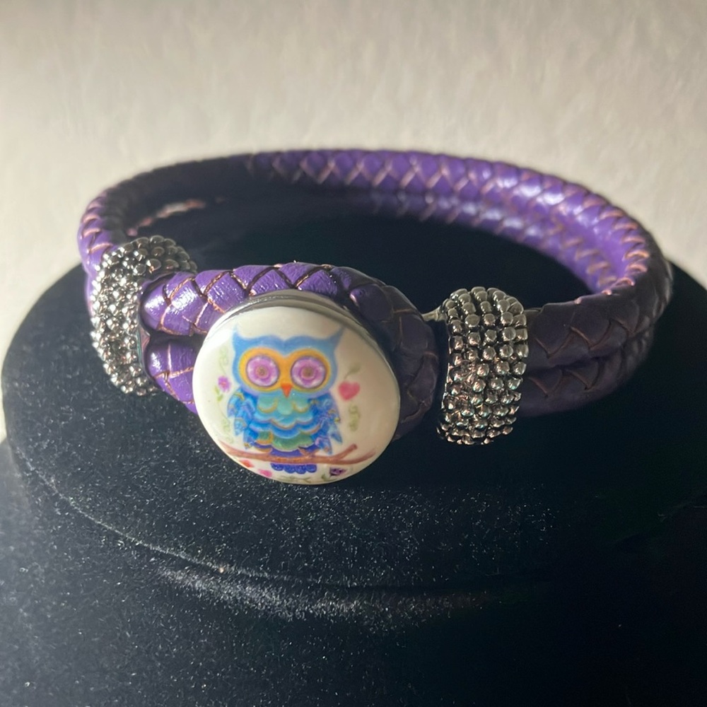 Discontinued Always‎ Charming Snap Charm Interchangeable Purple Owl Bracelet
